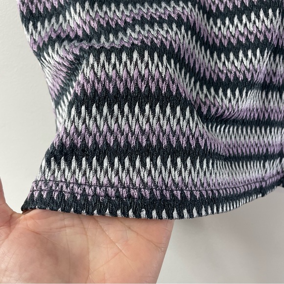 Y2K Tank Vest Top Small IZ Purple Chevron Stripe High Neck Retro Boho Knit - Picture 8 of 16